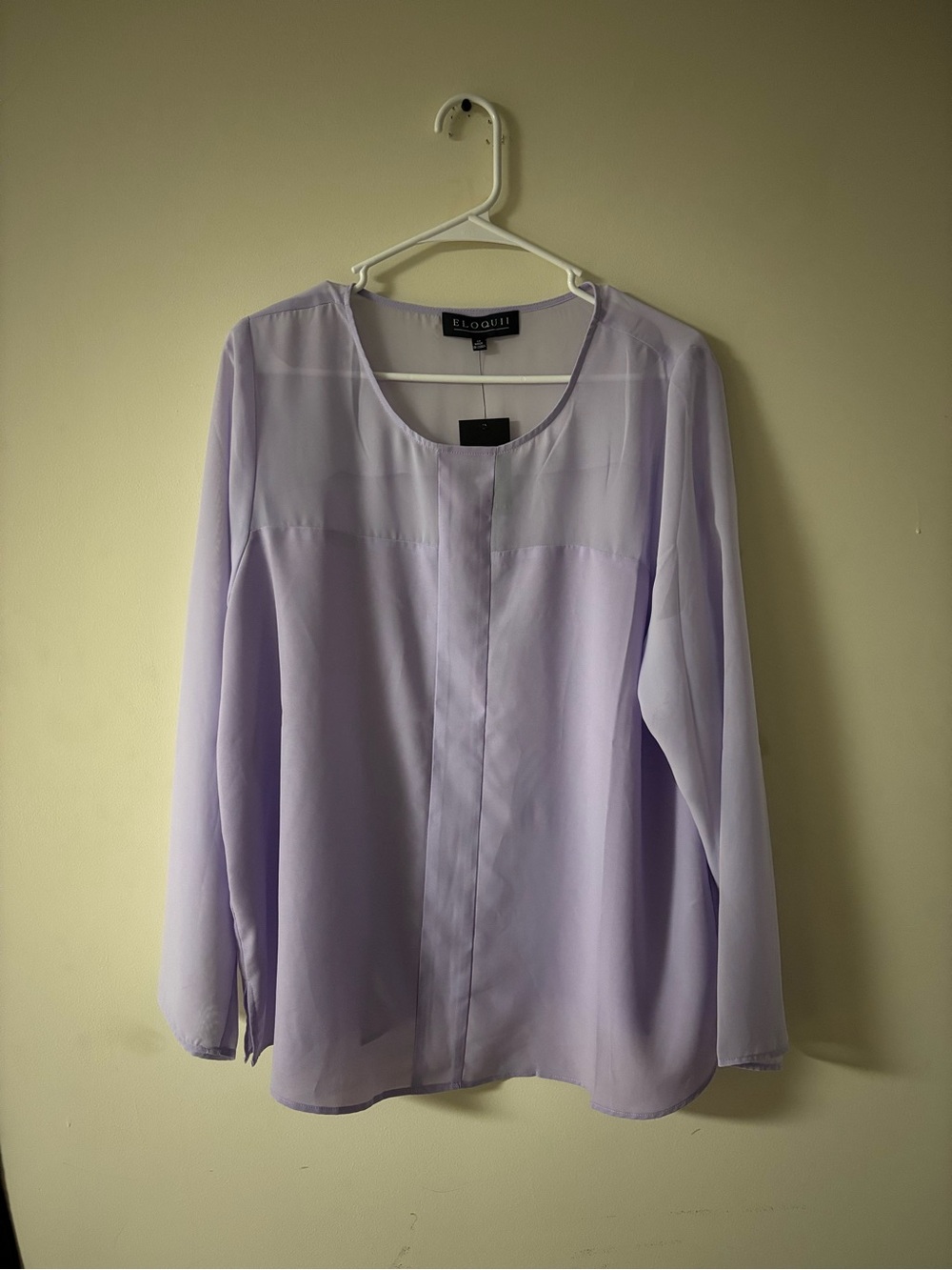 NWT Eloquii Lavender Long Sleeve Blouse Size 14 Minimalist Career Top